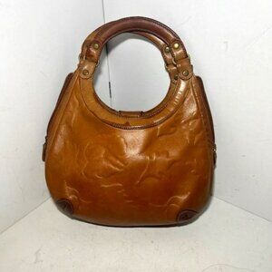 Cafe by Marlo Leather Boho Floral Embellished Coffee Brown Handbag